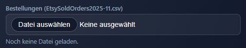 Bereich CSV-Dateien – Bestellungen